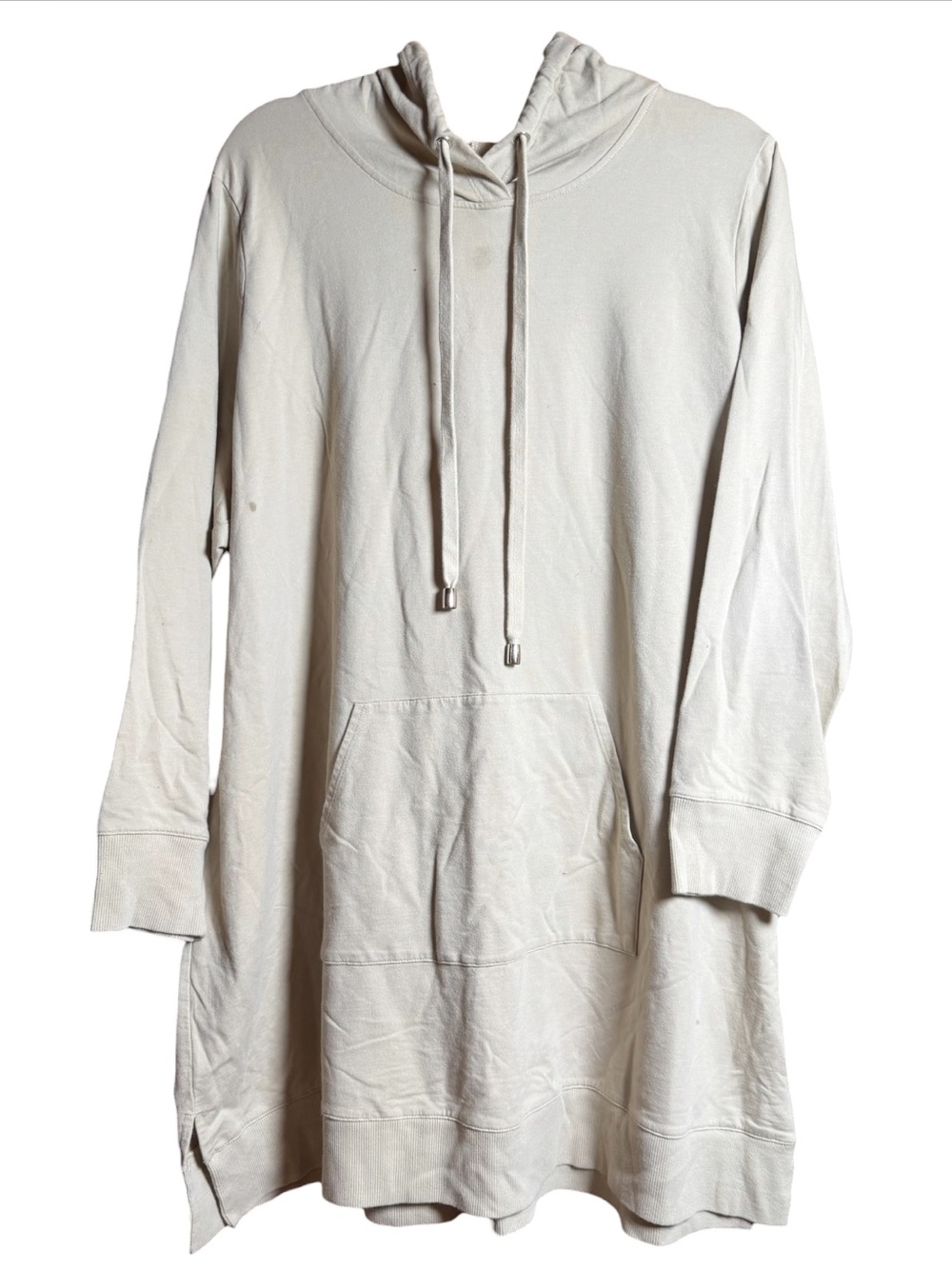 Denim & Co. Active Regular French Terry Hooded Tunic Sweatshirt In Taupe Size 2X